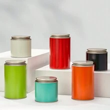1pc Tea Packaging Tin, Iron Canister, Round Container, Tea Caddy, Sealed Canister, Empty Gift Box - Multicolor - View 7