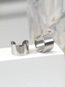 2pcs Minimalist Smooth Stainless Steel Ear Cuffs, Fake Piercing Non-Piercing Ear Cartilage Clip, Suitable For Men And Women Daily Wear Earrings - C-shaped Ear Clip - View 7