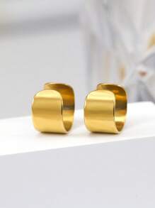 2pcs Minimalist Smooth Stainless Steel Ear Cuffs, Fake Piercing Non-Piercing Ear Cartilage Clip, Suitable For Men And Women Daily Wear Earrings - C-shaped Ear Clip - View 5