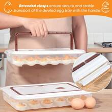 Deviled Egg Containers With Lid, (Set Of 2), Plastic Deviled Egg Tray Carrier With Handle For 48 Eggs, Clear Storage Egg Platter For Devil Egg, Fridge Stackable Portable Egg Holder - 1 - View 2