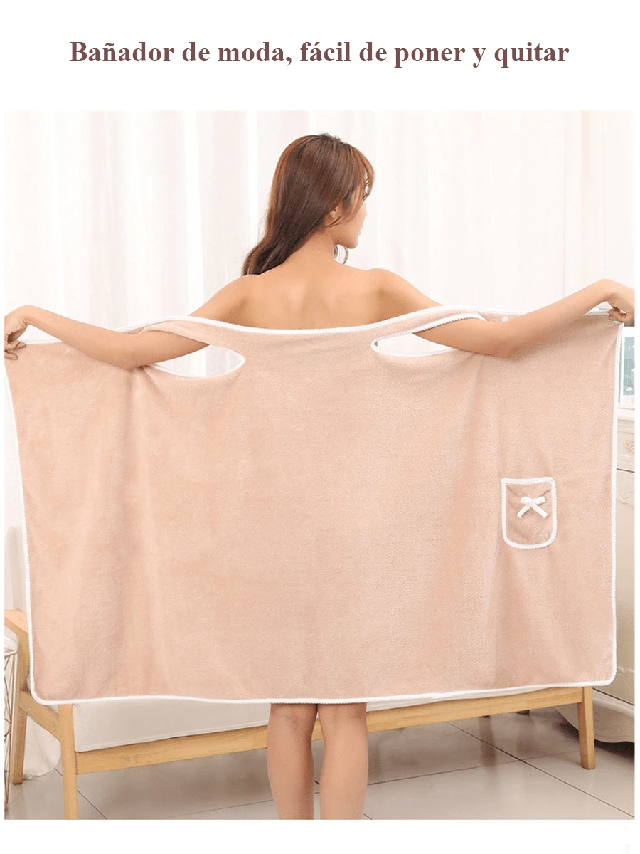 Coral Velvet Bath Skirt Wearable Variety Bath Towel Cotton Soft Absorbent Thickened Edge Yukata Adult Female Bandeau Wearable Bath Towel Suspender Bath Skirt Wrap Bandeau Bath Robe Ladies Soft Nightgown, Ladies Beach Towel Can Be Wrapped In Bathrobe, The Beauty Salon Absorbs Water And Dries Quickly, Does Not Lose Hair - 棕色 - 查看 1