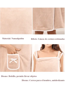 Coral Velvet Bath Skirt Wearable Variety Bath Towel Cotton Soft Absorbent Thickened Edge Yukata Adult Female Bandeau Wearable Bath Towel Suspender Bath Skirt Wrap Bandeau Bath Robe Ladies Soft Nightgown, Ladies Beach Towel Can Be Wrapped In Bathrobe, The Beauty Salon Absorbs Water And Dries Quickly, Does Not Lose Hair - 棕色 - 查看 3