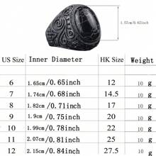 1 件黑绿松石男士朋克时尚珠宝配饰婚礼订婚戒指 - 黑色 - 查看 3