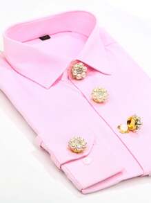 2 piezas de botones para camisa de mujer y hombre, cubierta de botón para camisas, gemelos falsos de perlas y pedrería, pasadores de botón, accesorios de ropa para mujeres, decoración de botones, regalo de vacaciones - Estrella - Ver 2