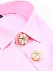 2 piezas de botones para camisa de mujer y hombre, cubierta de botón para camisas, gemelos falsos de perlas y pedrería, pasadores de botón, accesorios de ropa para mujeres, decoración de botones, regalo de vacaciones - Estrella - Ver 3