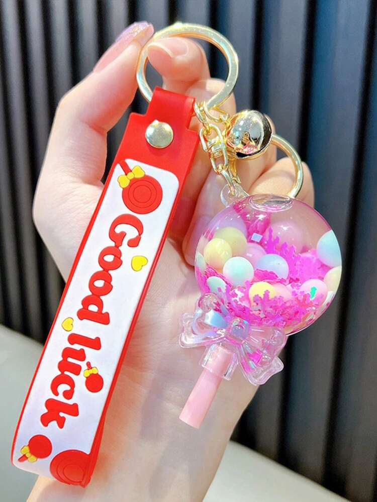 1入組簡單可愛的棒棒糖鑰匙扣掛飾，亞克力水瓶吊飾，適用於背包或車內裝飾 - 彩色 - 查看 17
