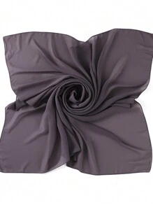 1pc Solid Color Chiffon Muslim Hijab, Square Scarf - Multicolor - View 13