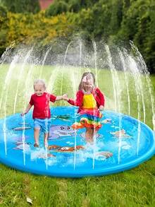1入兒童戶外100cm噴水墊，親子互動戶外草坪遊戲噴水墊，作為兒童最好的戶外玩具，為男孩和女孩們準備一個有趣的戶外生日禮物