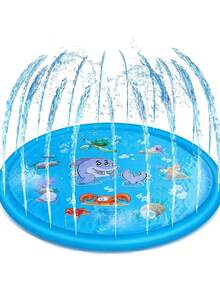 1入兒童戶外100cm噴水墊，親子互動戶外草坪遊戲噴水墊，作為兒童最好的戶外玩具，為男孩和女孩們準備一個有趣的戶外生日禮物