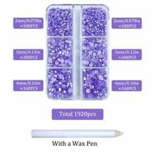 1920pcs / 6 Grids Resin Rhinestones Beads With Wax Pen, Multicolors 2mm 3mm 4mm Non-Hot Fix Flatback Round Jelly Resin Rhinestones For Nail Art Decoration, Face Makeup, DIY Jewelry Craft, Making Accessories, Shoes, Clothes, Bags Nail Charms Nail Gems Nail Supplies