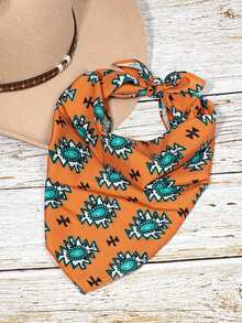 1入組西部迷幻印花頭飾，頭帶髮飾禮物，適用於女性，給母親、妻子和朋友的生日母親節禮物。 - 松石橙色 - 查看 12