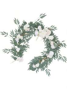 Artificial Flower Garland, 5.9ft Eucalyptus Greenery Garland Fake Flower Garland Wedding Flower Vine For Table Centerpieces Decorations Wedding Arch Door Arrangement Party Decor Outdoor Indoor Home Decor