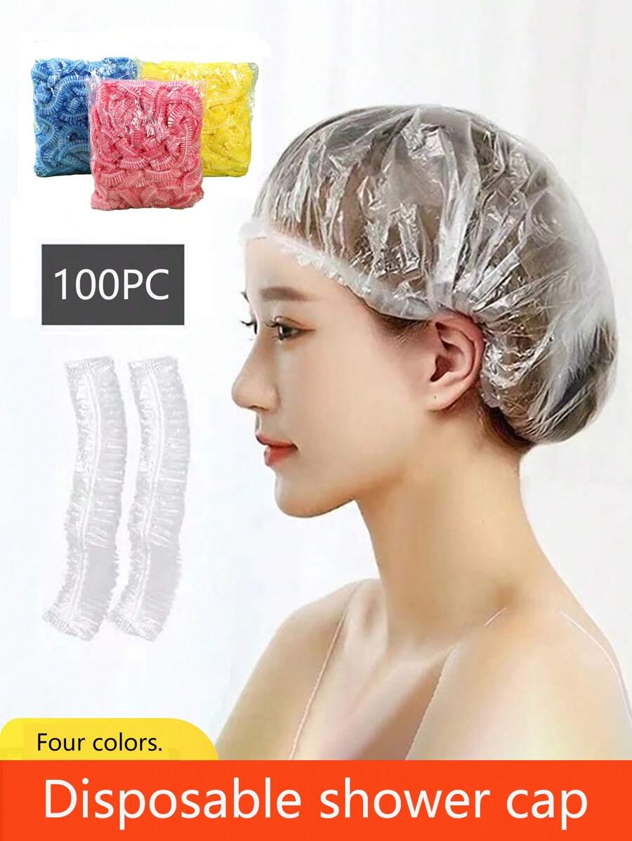 100pcs Disposable Shower Caps For Men And Women In Four Colors, Waterproof And Greaseproof