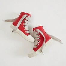 Men's Thick Shoelaces, Round Toe, High Top Casual Shoes, Niche Retro Thick Soled Board Shoes - 紅色 - 查看 5