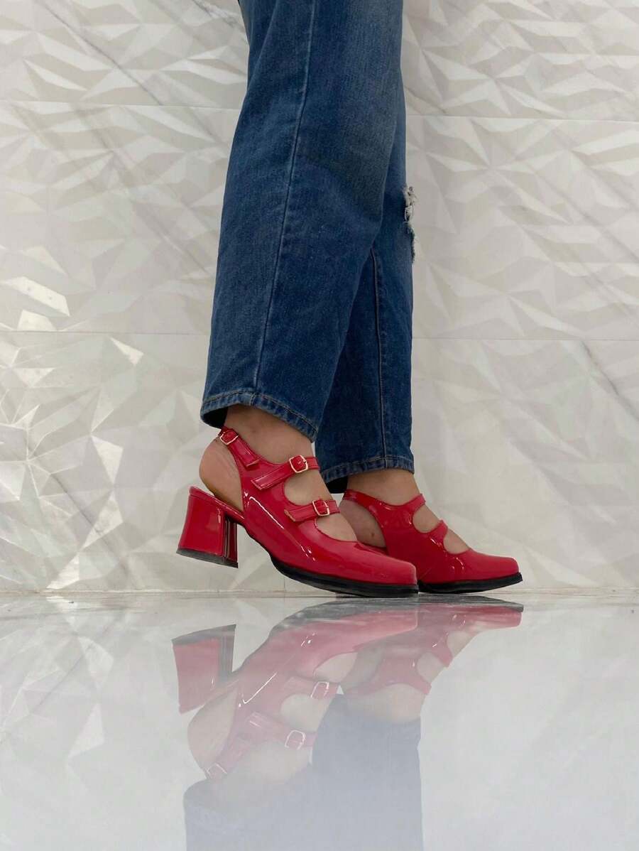 zapato estilo Mary jane en - Rojo - Ver 1