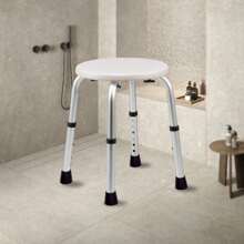 Round Indoor Shower Stool, Adjustable Shower Chair, Tool-Free Shower Seat For Bath Tub, Shower Bench For Elderly/Pregnant Women