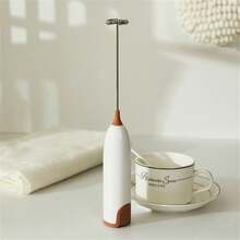 Powerful Handheld Milk Frother/Whisk, Mini Mixer For Coffee, Milk, Cappuccino, Latte, Matcha, Hot Chocolate, Without Stand (Battery Not Included) - White - View 6