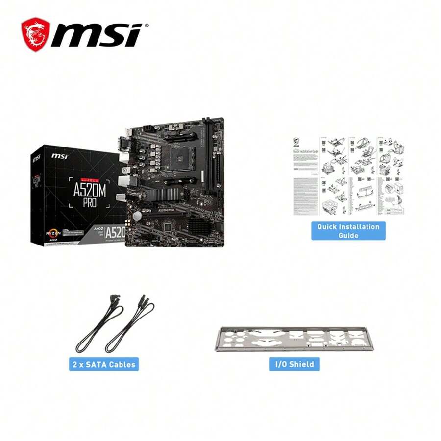Msi Amd A520m Pro Amd Socket Am4 Motherboard Support Amd Ryzen邃 5000 Msi Amd A520m Pro Amd Socket Am4 Motherboard Support Amd Ryzen邃 5000