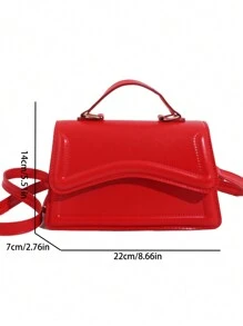Minimalist Stylish Casual Handbag, New Retro Fashion Underarm Bag, Solid Color Shoulder Bag For Commuting, Vintage - Red - View 12