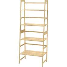 Bookshelf, Ladder Shelf, 4-Storey High Bookcase, Modern Open Bookcase, Bedroom, Living Room, Office (Black) - Yellow - View 5
