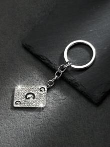 1pc Fashionable European And American Style Alloy Rectangle Shaped Rhinestone-Studded & Oil-Dripping Poker Card Shaped Keychain Or Bag Pendant With 26 English Letters For Personalized, Gorgeous And Cute Accessories For Both Men And Women Car Accessories Bag Charm School Goth Y2k Halloween Accessories Teachers Day Christmas Gift Ideas Bag Lanyards With Id Holder Car Accessories Bag Charms Car Accessories Friend Sister - Silver - View 22