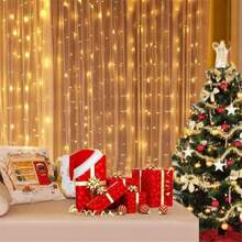 1 pezzo Luci a tenda USB con telecomando, bianco caldo/bianco/multicolore, 8 modalità, luci a tenda a LED per camera da letto, luci da favola, luci per corone, luci di Natale/Ognissanti per decorazioni domestiche, luci per decorazioni per festival, matrimoni, feste, compleanni, giardino, lauree, campeggio, autunno e Natale