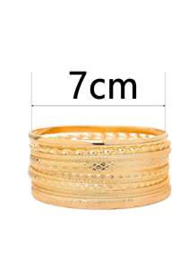 10pcs/Set Fashionable Multi-Layered Retro Twisted Bangle Bracelets, Easy To Match - Yellow Gold - View 5