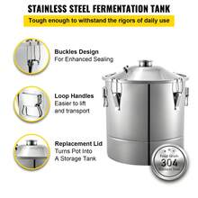 20L 5.28Gal Water Alcohol Distiller 304 Stainless Steel Moonshine Wine Making Boiler Home Kit With Thermometer For Whiskey Brandy Essential Oils - 銀色 - 查看 4