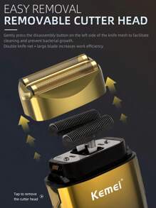 KEMEI 二合一多功能套裝理髮師，電動剃刀，快速剃鬚，三段調速，LCD LCD顯示屏，USB充電，充滿電，強大，必備理髮店套裝，適用於家庭、髮廊、辦公室、商務、旅行、節日禮物 - 金色 - 查看 10