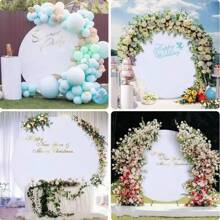 1pc Round Arch Cover, Circle Backdrop Stand Cover With Pull Rope Wrinkle Resistant, Fitted 6.5ft/6.6ft Round Backdrop Stand Covers, Use For Wedding Birthday Party Decoration,Christmas - White - View 2