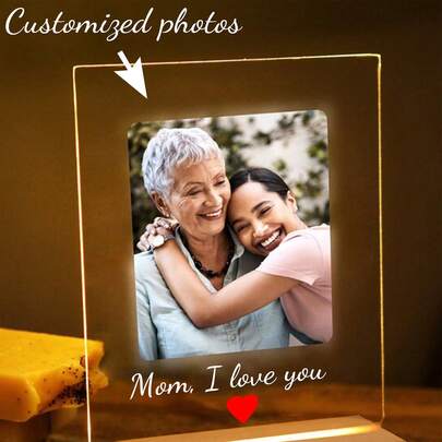 1 đèn ngủ LED ghép ảnh Ngày của Mẹ/Gia đình/Cặp đôi tùy chỉnh, đèn ngủ Acrylic cá nhân hóa có ảnh và văn bản, đèn ảnh tùy chỉnh, đèn LED ghép ảnh cá nhân hóa, khung ảnh cặp đôi, quà tặng ghép ảnh cá nhân hóa, đèn ngủ phòng ngủ, quà tặng sinh nhật, quà tặng cặp đôi, quà cưới độc đáo, quà tặng kỷ niệm mùa tốt nghiệp, quà tặng cho mẹ/vợ/cô ấy/bạn gái/bạn bè, quà tặng cho anh ấy/bạn trai/chồng chó, mèo con, mèo thời trang, đầy màu sắc, thu gọn, dễ thương, Y2K, tối giản sang trọng, dễ thương tùy chỉnh, cá nhân hóa, độc đáo quà tặng lý tưởng cho anh ấy cho Giáng sinh, Halloween, mùa đông, mùa thu/mùa thu đồ trang trí Giáng sinh, đèn ngủ, đèn neon, đồ gia dụng, đồ trang trí phòng, phát hiện, đồ trang trí ngày lễ, đèn Giáng sinh, quà tặng Ngày của Mẹ