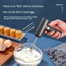 1pc, Electric Hand Mixer With Whisk, USB Chargeable Egg Beater, Multifunctional Electric Hand Mixer, For Cream Making, Baking, Cooking, Baking Tools, Kitchen Gadgets, Kitchen Accessories, Home Kitchen Items,Kitchen,Kitchen Items,Food,Cooking,Camping,Egg,Room Decor,Organizer,Party. - Multicolor - View 3