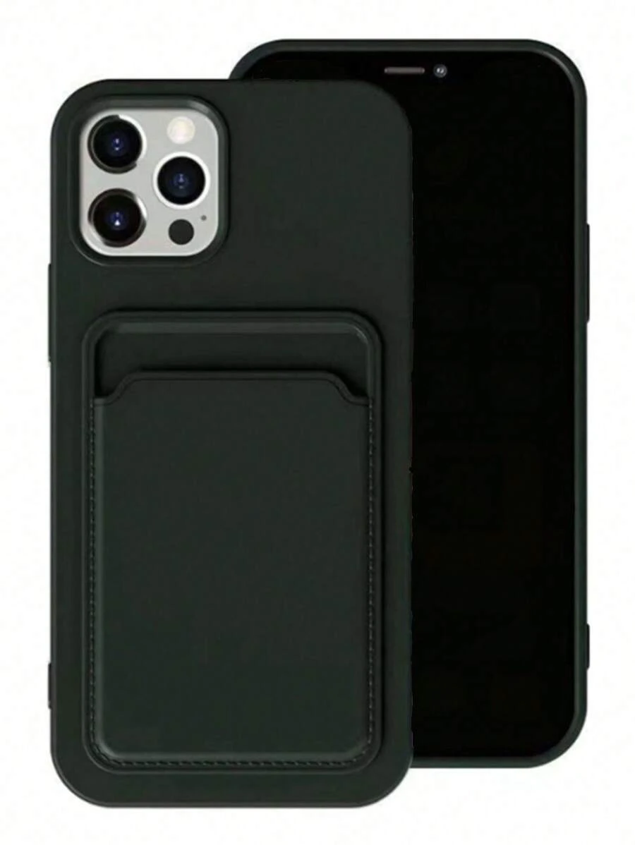 1 件纯色硅胶卡夹保护壳适用于 11 12 13 14 15 Pro Max 16 Pro Max - 墨綠色 - 查看 1