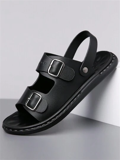 2024新款夏季大尺碼男款沙灘涼鞋，時尚、舒適、透氣，可兼作駕駛拖鞋，適用於任何場合的休閒鞋