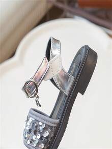 女童開口閃光公主涼鞋，2024新款夏季韓國風柔軟防滑沙灘鞋 - 銀色 - 查看 9