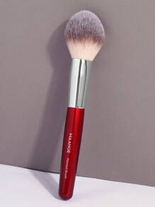 MAANGE 1入組火焰型粉紅刷粉腮紅，粉底化妝刷，散粉刷，修容刷，柔軟紅杆金管化妝工具，女性和女孩的日常面部禮物 - 紅色 - 查看 3