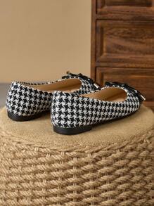 Women's Fashion Khaki Comfortable Black & White Square Toe Red Slip-On Mint Green Flats For Outdoor Travel, Party, Casual, Office Black Loafers - 黑與白 - 查看 6