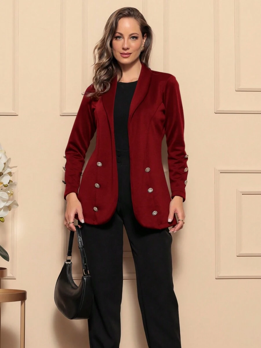 Women Coats - Burgundy - View 1