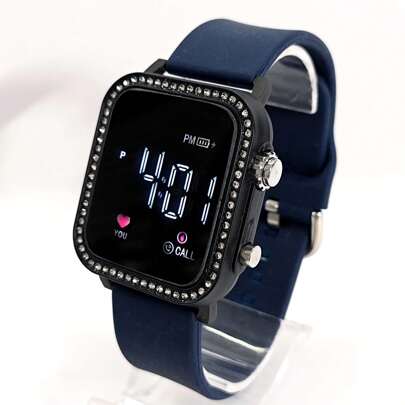 Relógio Femenino Relógio LED C/Strass Digital Relógio quadrada Relógio de 2024 Remosú