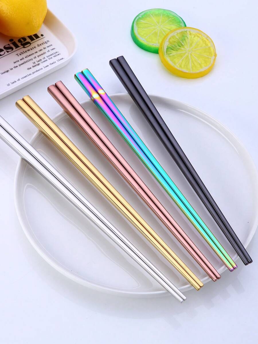 1/5 chiếc đũa thép không gỉ Holographic, đũa hiện đại cho nhà bếp trong bộ đồ ăn khách sạn cao cấp, nhà bếp, quà tặng Giáng sinh - Nhiều màu - Xem 1