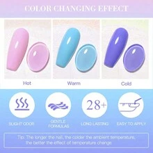 VOKY 新款6入組熱感凝膠指甲油套裝，Y2K / 夏季熱門三層溫度變色凝膠指甲油，可浸泡的UV LED美甲凝膠套裝，適用於美甲沙龍家居送禮給女性 - 彩色 - 查看 11