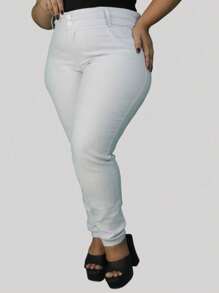 Plus Size Jeans - trắng - Xem 2