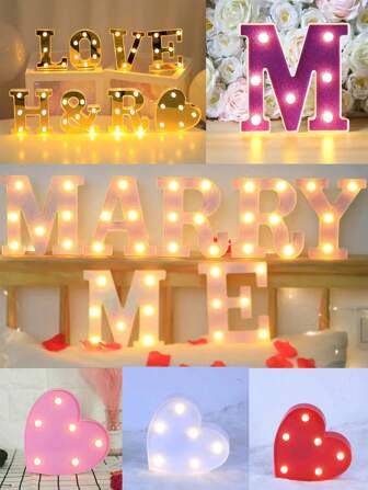 1 pieza Luz de noche con letras en inglés LED luminosas de 26, lámpara de alfabeto y números, letras luminosas, para boda, cumpleaños, fiesta, celebración, Halloween, Navidad o decoración del hogar, Día de San Valentín, festival, decoración del hogar, Día de la Madre
