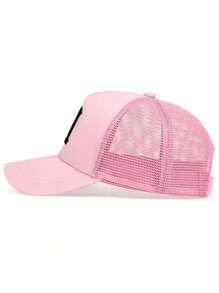 1pc Men's Gothic Letter Embroidery Baseball Mesh Cap - Pink - View 2
