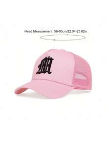 1pc Men's Gothic Letter Embroidery Baseball Mesh Cap - Pink - View 3