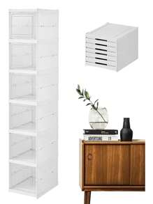 organizador de zapatos,6 Niveles Armario de Almacenamiento de Zapatos, Cajas de Almacenamiento de Zapatos, para Almacenar y Guardar los Zapatos, Organizador para Armario, Pasillo, Dormitorio - Blanco - Ver 1
