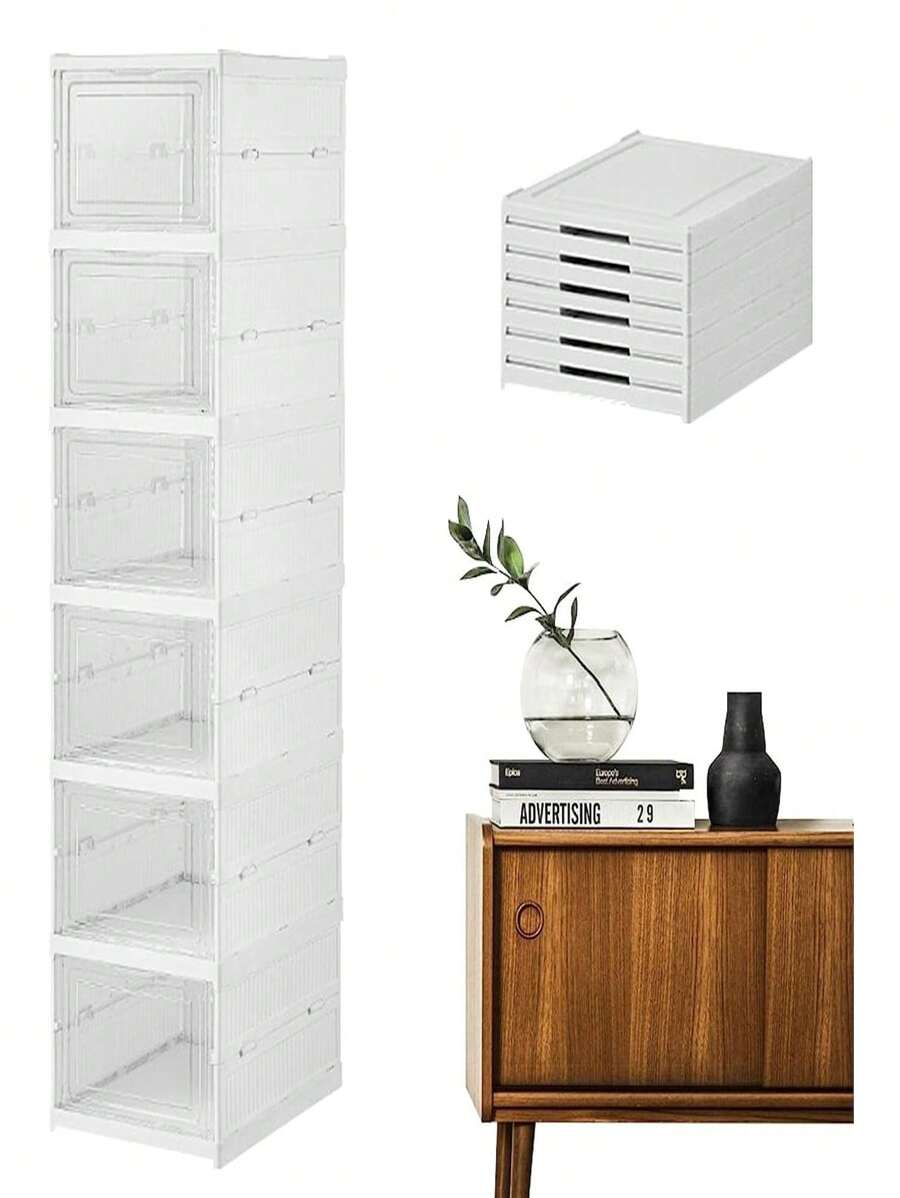 organizador de zapatos,6 Niveles Armario de Almacenamiento de Zapatos, Cajas de Almacenamiento de Zapatos, para Almacenar y Guardar los Zapatos, Organizador para Armario, Pasillo, Dormitorio - Blanco - Ver 1