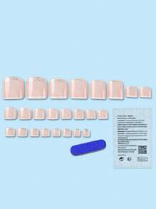 Upgrade Your Look With 24Pcs Square French Simple Glitter Design Toe Nail Wraps, Full Coverage Toe Nail Art For Parties, Dances Or Daily Wear Press On Nails Nail Supplies Nails - Pink - View 2