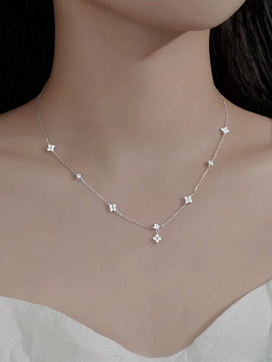 1 chiếc vòng cổ hoa may mắn bằng bạc Sterling S925 cổ điển tinh xảo dành cho phụ nữ dùng làm quà tặng hàng ngày ngày lễ tình nhân