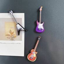 1pc Mini Wooden Electric Guitar Model Fridge Magnet, Popular Guitar Fridge Decor, Whiteboard Magnets, Cute Office Kitchen Magnets, Kitchen Utensils, Home Decor Fridge Magnets, Perfect Gift For Music Lovers, Halloween, Gifts Birthday Graduation